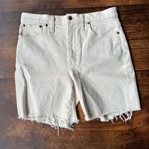 Madewell high rise mid length denim Shorts canvas white